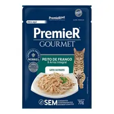 Ração Úmida Gourmet Gatos Adultos Frango 70g Premier