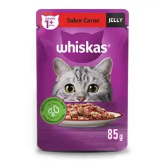 Ração Úmida Sachê Carne Jelly para Gatos Adultos 85g Whiskas
