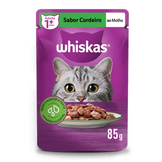 Ração Úmida Sachê Cordeiro ao Molho para Gatos Adultos 85 g Whiskas