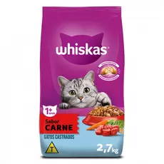 Ração Carne Gatos Adultos Castrados 2,7kg Whiskas