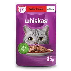Ração Úmida Sachê Carne ao Molho para Gatos Adultos 85g Whiskas