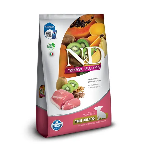 N&D Tropical para Cães Filhotes de Raças Mini e Pequenas Sabor Suíno, Cereais e Frutas Tropicais 2Kg