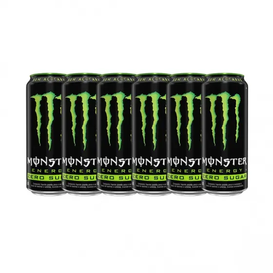 Kit com 6 Energético Zero Açúcar Monster 473ml