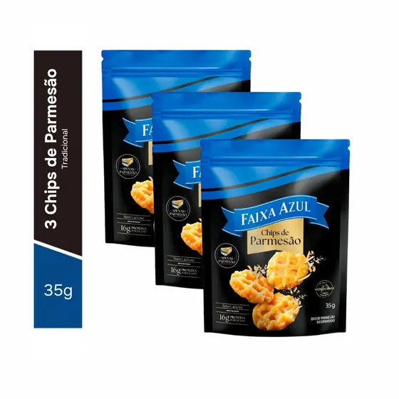 Chips de Parmesão Faixa Azul Pouch 35g - 3 Unid.
