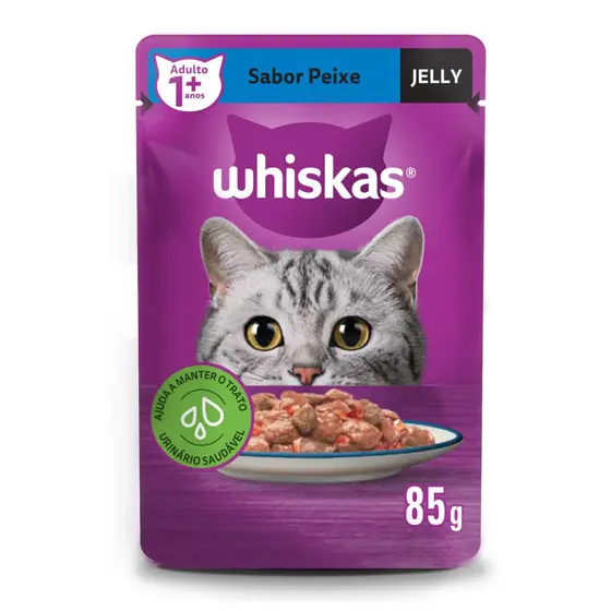 Ração Úmida Sachê Peixe Jelly para Gatos Adultos 85 g Whiskas