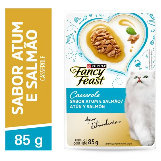 Ração Úmida Casserole Gatos Adultos Atum e Salmão 85g Fancy Feast