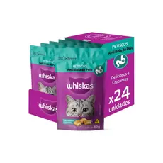 Kit Petisco Anti Bola de Pelo Para Gatos Adultos 40g 24 Unidades Whiskas
