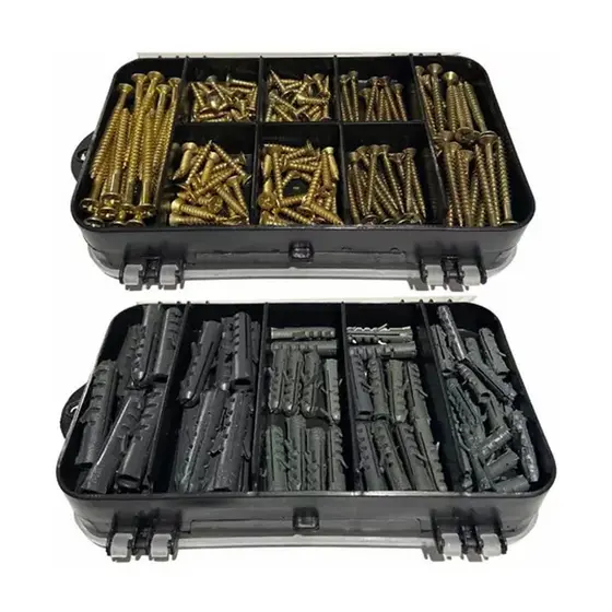 Kit Combo 200/300/500 pçs Parafusos Chipboard Philips Buchas com ou sem Maleta Cx estojo organizador