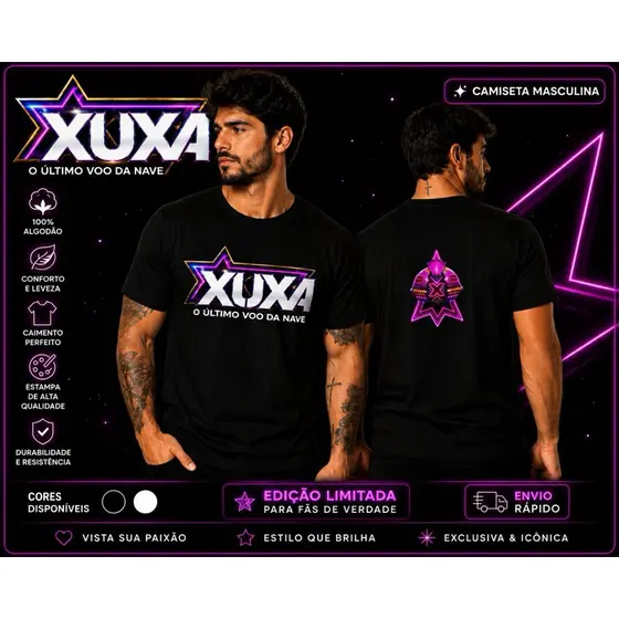 Camiseta Xuxa O Último Voo da Nave | Show 2026 | Fã | Unissex | Algodão