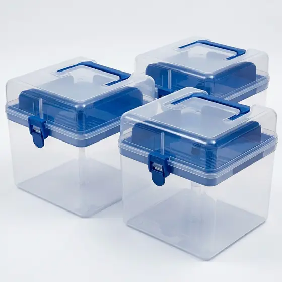 3 Maletas Organizadoras para Artesanato 15x16cm Translúcidas com Trava - Ideal para Miçangas e Joias
