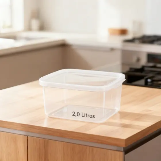 Pote Quadrado 2 Litros Volare Para Alimentos E Marmitas Reforçado Freezer Micro-ondas Livre BPA