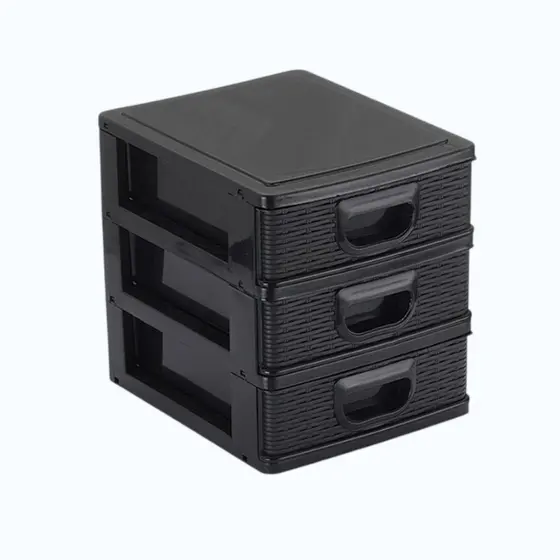 Gaveteiro Organizador De Mesa Micro Porta Tudo 3 Gavetas Cor Preto Branco Rosa e Cinza