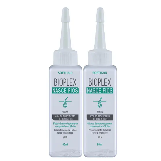 Tônico Bioplex Nasce Fios 60ml SoftHair 2 Unidades