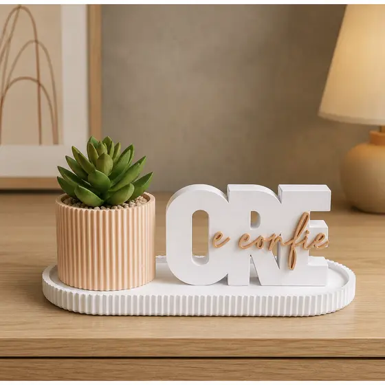 Kit Decorativo Ore e Confie com Vaso e Bandeja | Decoração Religiosa Moderna para Sala, Quarto e Escritório