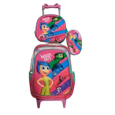 Kit Mochila Escolar Divertidamente em 3D Alto Relevo + Lancheira Térmica + Estojo Infantil