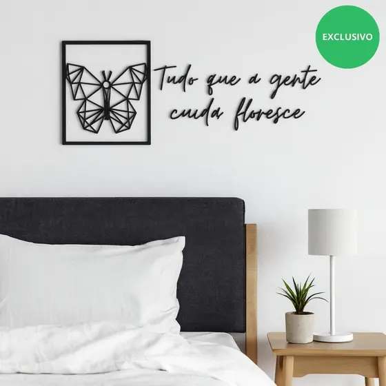 Frase Decorativa de Parede Tudo que a gente cuida, floresce MDF 3mm Preto
