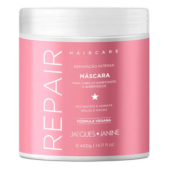 Máscara Reconstrução Tratamento Creme Cabelos Danificados Hair Care Repair Jacques Janine 400g