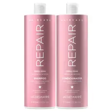Kit Hair Care Repair Jacques Janine Shampoo Sem Sal 800ml + Condicionador Leave-in 750ml Reconstrução Hidratação