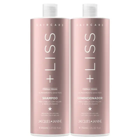 Kit Hair Care Liss Jacques Janine Shampoo Sem Sal 800ml + Condicionador Leave-in 750ml Liso e Brilho