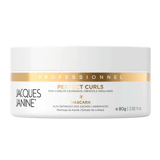 Máscara Tratamento Creme Cabelos Ondulados Cacheados Crespos Perfect Curls Jacques Janine 80g