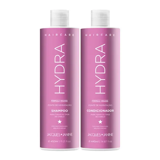 Kit Hair Care Hydra Jacques Janine Shampoo Sem Sal 450ml + Condicionador Leave-in 400ml Hidratação