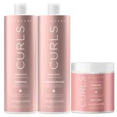 Kit Jacques Janine Hair Care Curls Shampoo 800ml Condicionador 750ml Máscara Creme Hidratação 400g