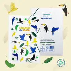 Pasta Organizadora com Aba e Elástico Resistente e Sustentável- Edição Pássaros do Brasil