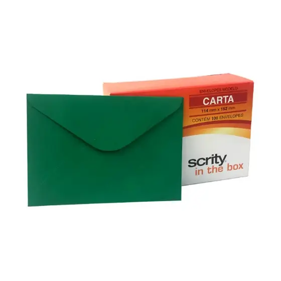 Envelope Carta Verde Escuro 114X162 - Caixa Com 100 Unidades - Scrity
