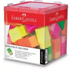 Borracha Com Capa - Neon - FABER CASTELL - Caixa Com 24 Unidades