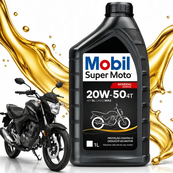 Óleo Mobil Super Moto 20W50 Mineral 4T API SL JASO MA2 1L
