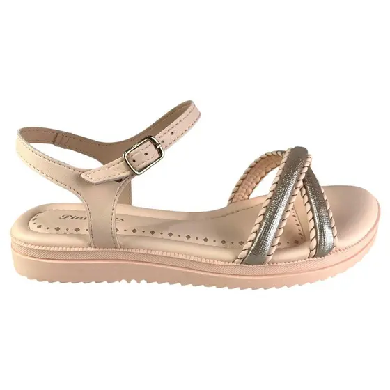 Sandália Juvenil Feminina Pink Cats Flatform com Tiras Confortável e Estilosa