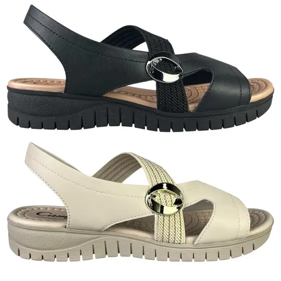 Sandália Papete Feminina Campesí Flatform Confortável Tira com Elástico Leve