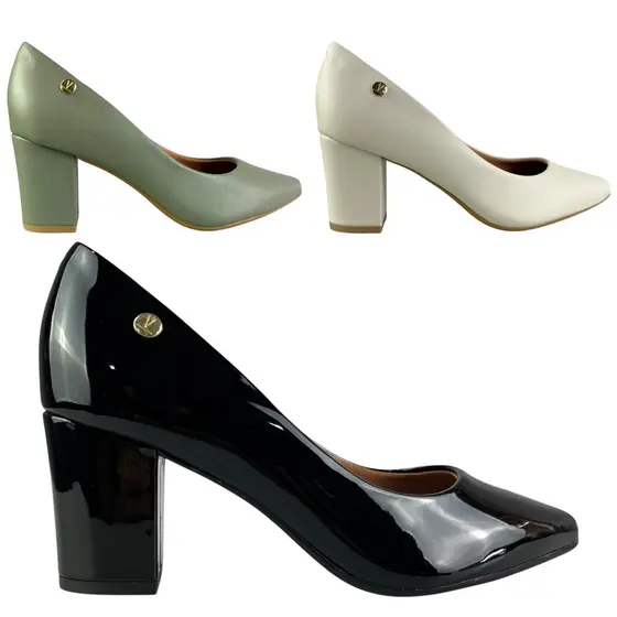 Sapato Scarpin Feminino Vizzano Salto Alto Grosso Confortável e Elegante