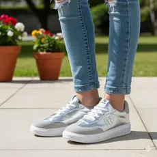Tênis Novopé Juvenil Menina Prata Metalizado Calce Fácil Casual Confortável