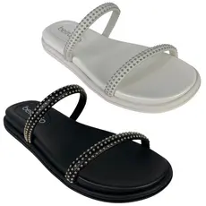 Chinelo Beira Rio Conforto Feminino Slide Tiras Strass Brilho Original Moda