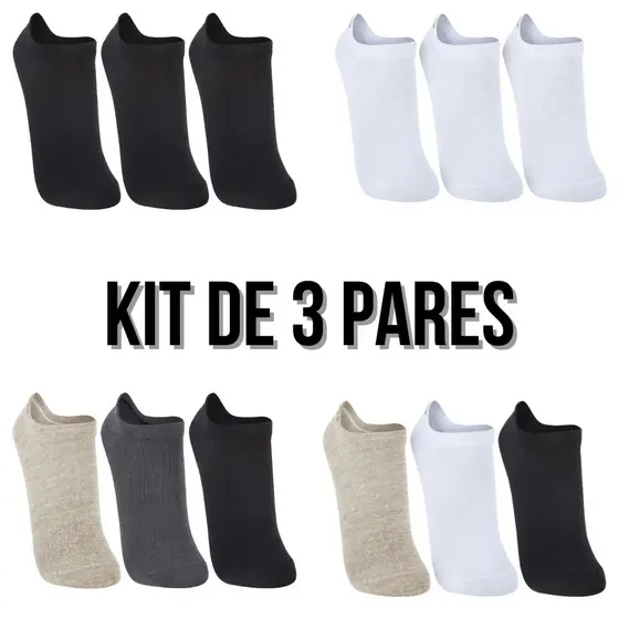 Kit 3 Pares Meia Lupo Sapatilha Invisível Unissex Algodão Original Conforto