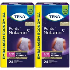 Kit 2 Pacotes TENA Roupa Íntima Pants Noturna G/EG 24un cada - Total 48un