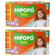 Kit 2ptes Fralda Hipopó Baby Hiper XXG 54un - Total 108un