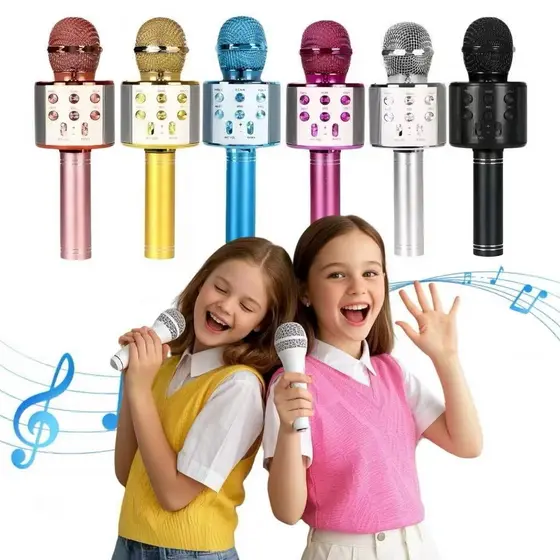 Microfone Infantil de Karaoke Microfone de Brinquedo Sem Fio Bluetooth