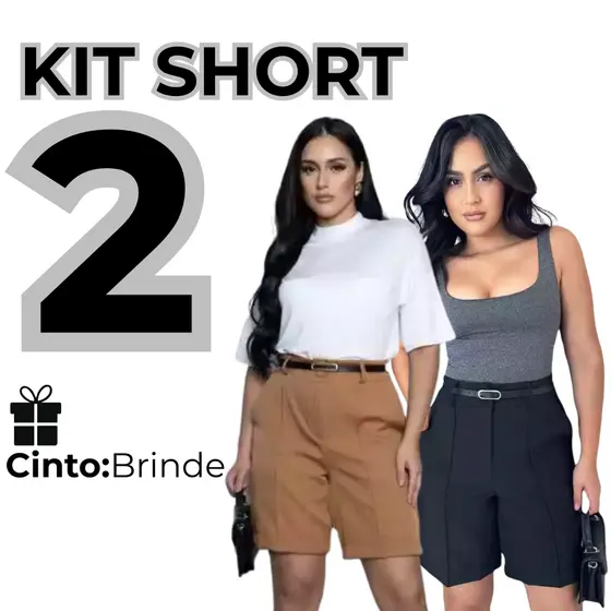 Kit 2 Short Bermuda Alfaiataria com Cinto