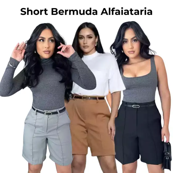 Short Bermudas Feminina Alfaitaria Social
