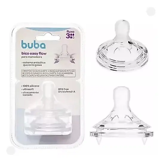 Kit Com 2 Bicos Para Mamadeira Easy Flow +4m Buba - Fluxo 3