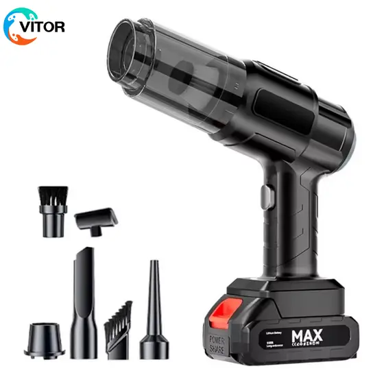 Aspirador de Pó e Soprador Portátil Sem Fio 48V com Bateria Recarregável e 6 Bocais VITOR