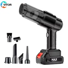 Aspirador de Pó e Soprador Portátil Sem Fio 48V com Bateria Recarregável e 6 Bocais VITOR
