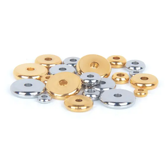 50PCS XHN Contas Redondas Planas de Aço Inoxidável 304 4 5 6 8 10 mm Contas Espaçadoras Soltas para Fazer Joias DIY Puls