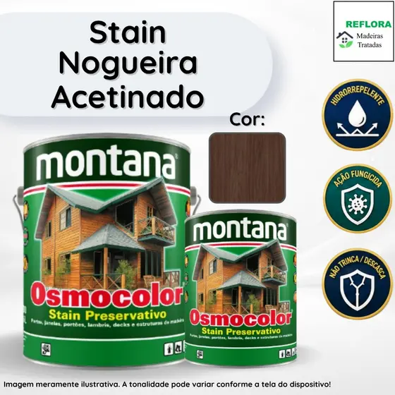 Osmocolor Stain Nogueira Acetinado 900ml e 3,6L Montana Proteção para Madeiras