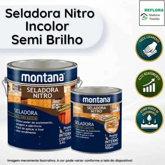 Seladora Nitro para Madeira Semibrilho Incolor 900ml e 3,6L Montana Alto Rendimento