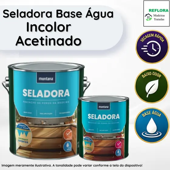 Seladora Base Água Incolor Acetinada 900ml e 3,6L Montana para Madeira - Secagem Rápida e Baixo Odor