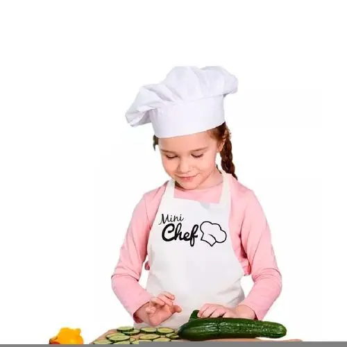 Avental Infantil Ajustável Proteção Atividades Culinária Moda Confortável Branco
