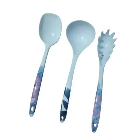 Conjunto jogo de talheres kit com 3 talheres em Melamina, Colher de Massa, Colher Rasa e Concha